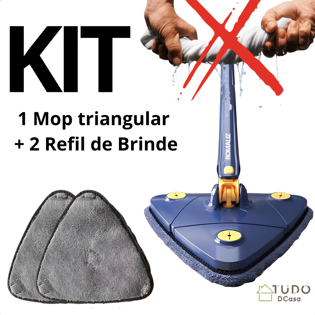 Mop Triangular Premium 360º ( + 2 Refil de Brinde)