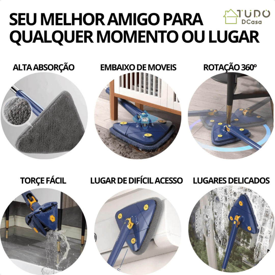 Mop Triangular Premium 360º ( + 2 Refil de Brinde)