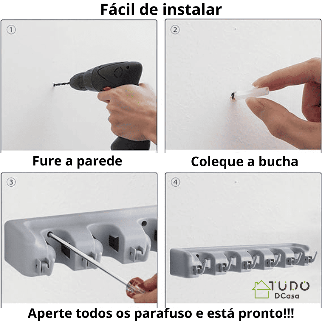 Suporte Organizador De Parede Para Vassoura